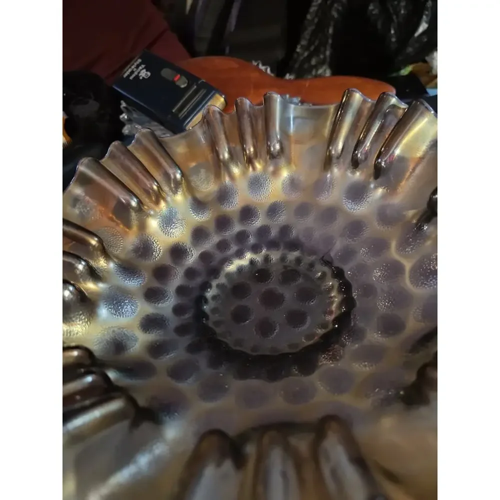 Vintage Fenton Coin Dot Marigold/Amethyst Iridescent Carnival Glass Bowl Or Dish